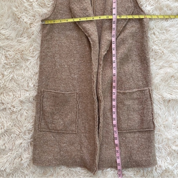 Tahari Long Open front Wool Blend Vest Cardigan Beige/Tan Size S - Picture 4 of 7